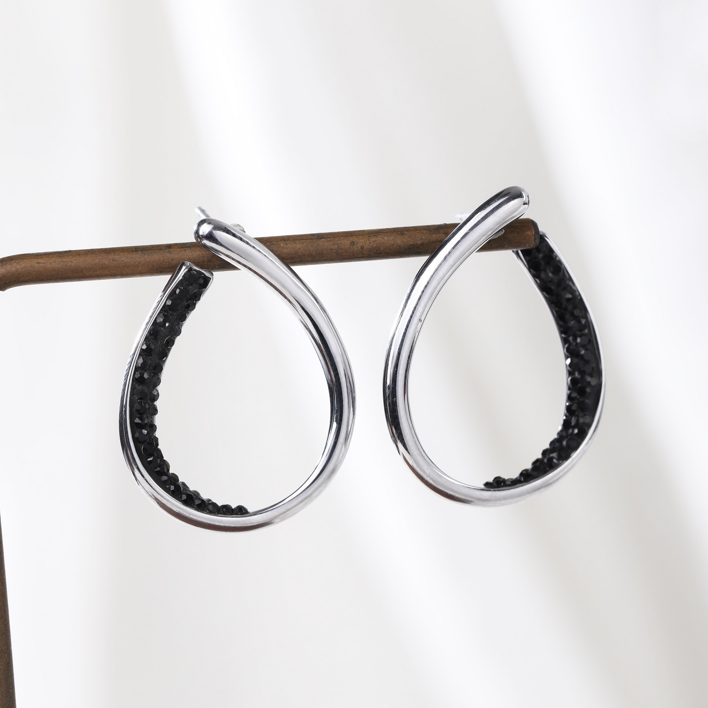 Pave Diamond Hoops Earrings